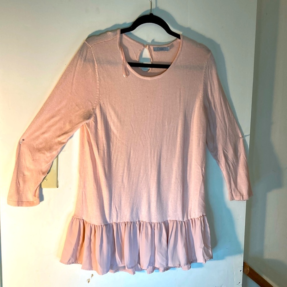 Dalia Pink Ruffle Hem Women's Top large - Picture 1 of 4